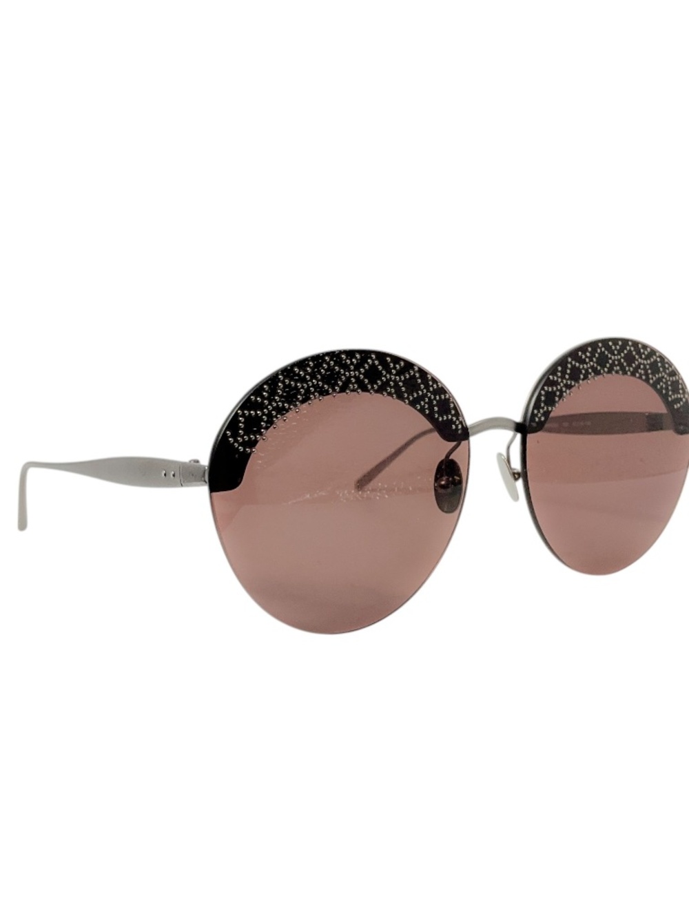 ALAIA BROWN / RUTHENIUM RIMLESS ROUND SUNGLASSES - Picture 7 of 9